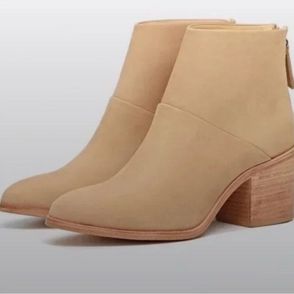 NISOLO Dari Boot - Ankle Booties Block Heel Suede Leather Wheat Tan Size 8.5 - Picture 13 of 14